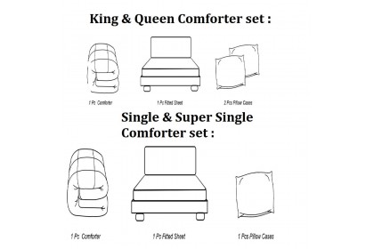Essina Candies Super King 40cm Comforter & Fitted Bed sheet set Plain & Hotel Cadar Super King 100% Cotton 620 thread counts (fit 16 inch High Mattress)