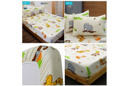 Essina Kids Cartoon Children Fitted Bed Sheet with Pillow Case Cadar King / Queen / Super Single Bambino Collection