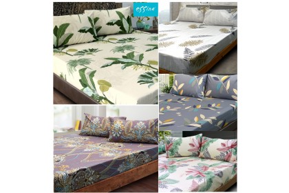 [100% Cotton ]Essina Pictorial Collection 620TC  Modern Style Fitted Bed Sheet Cadar King / Queen / Super Single / Single