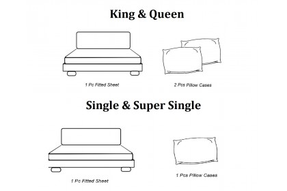 Essina Hotel & Plain set Bedsheet Candies 100% Cotton 620TC Fitted Bed sheet Cadar Available size King / Queen / Super Single / Single )