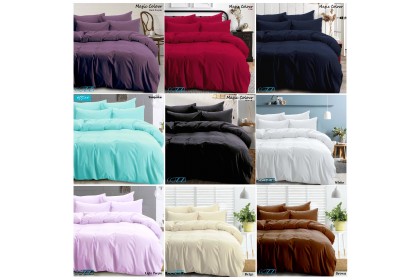 Essina Magic Colour Quilt Cover & Fitted Bed Sheet set Cadar  King / Queen / Super Single Plain Microfiber