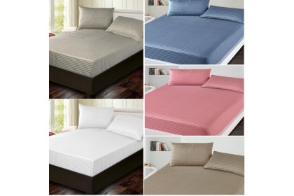 Essina Super King 40cm Prismatic Collection Microfiber Plush 500TC Fitted Bed sheet Cadar Plain + Pillow case 