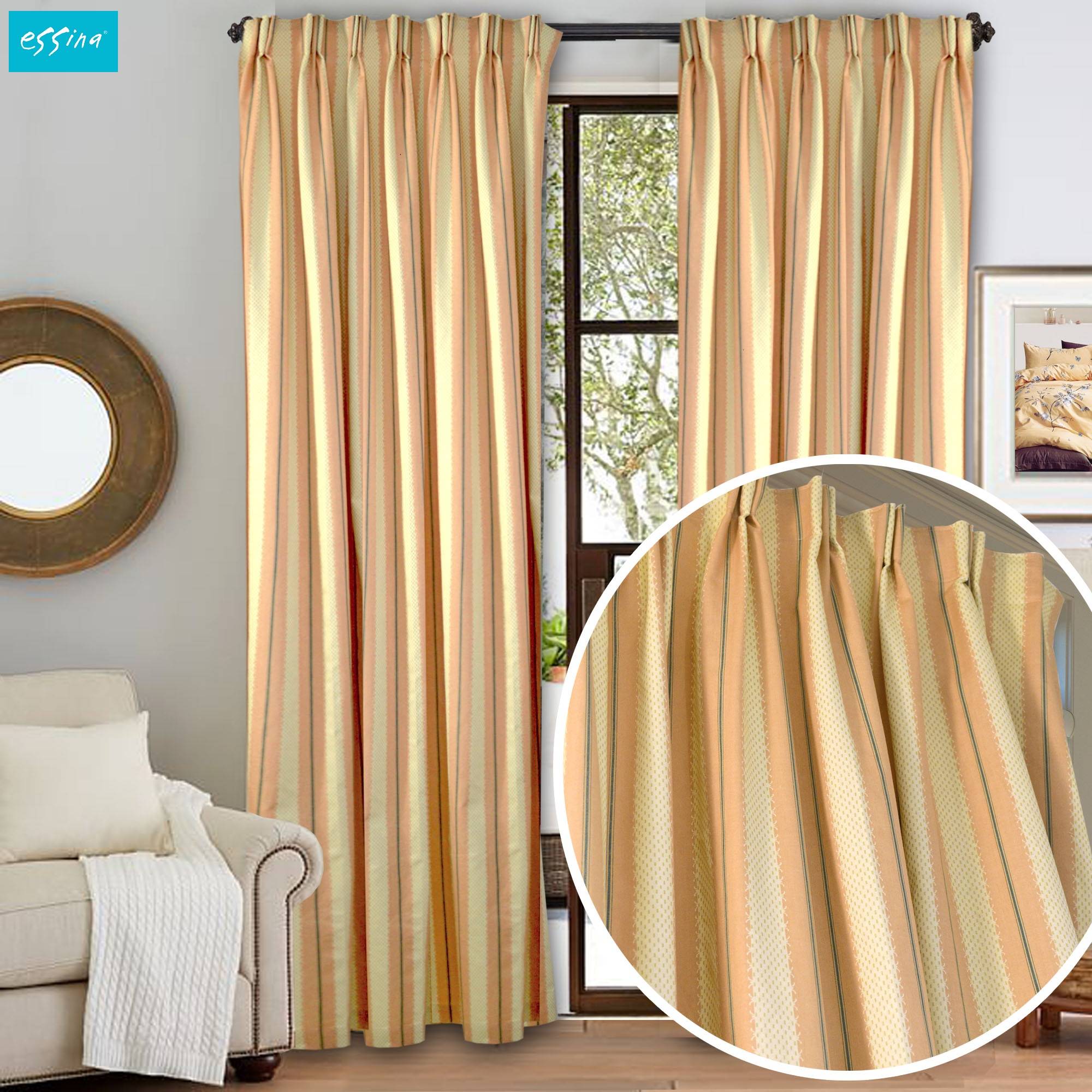 READY STOCK CURTAIN Essina Stripes Cream Curtains Material