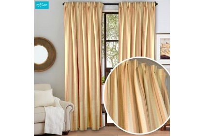 [READY STOCK CURTAIN ]Essina Stripes Cream Curtains Material Curtain French Pleated Curtain Hook type 1 Panel 135CMX240CM